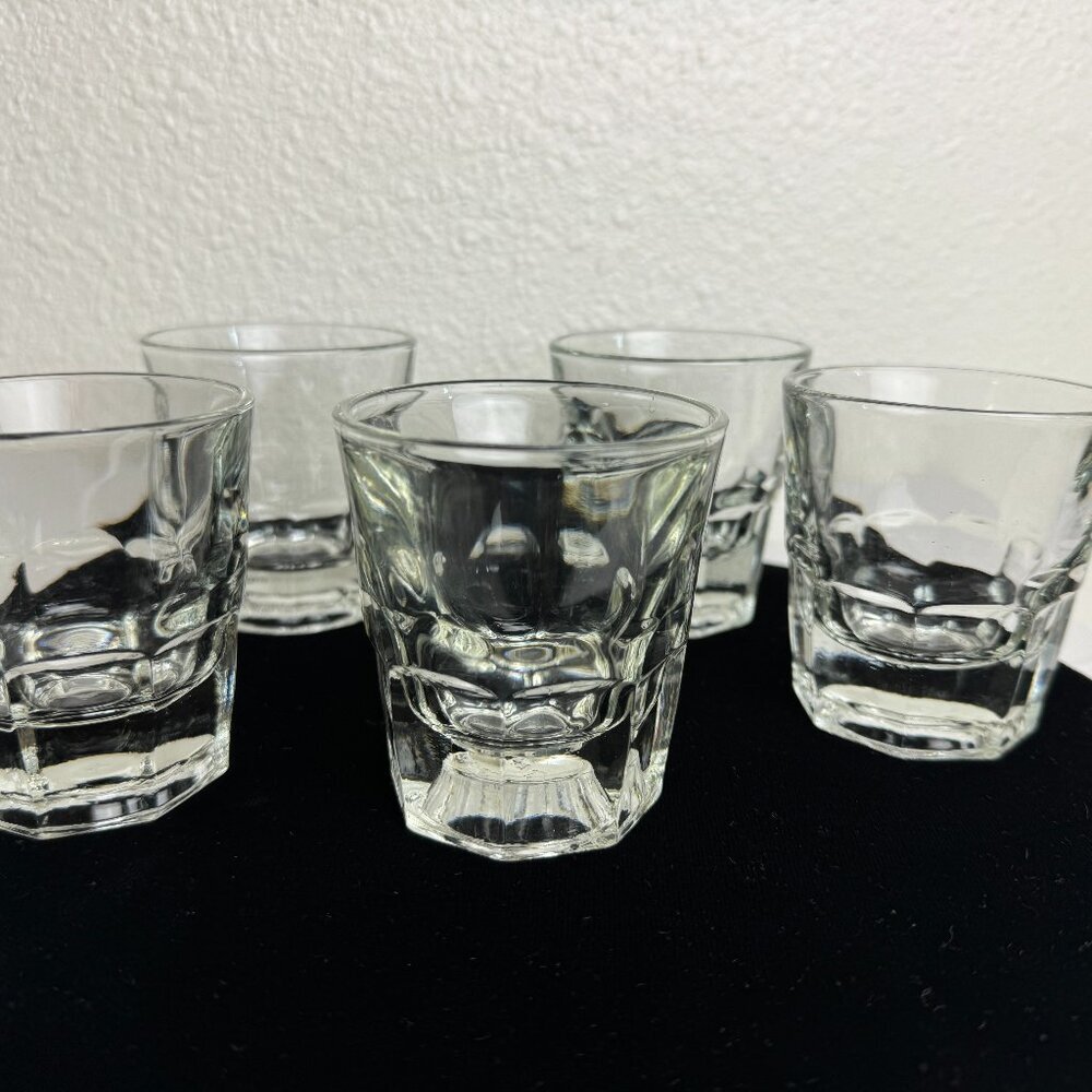 Vintage Libbey Old Fashioned Set of 5 Shot Glasses 4.6 oz Whiskey Glass